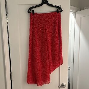 Red Asymmetrical Women's Skirt